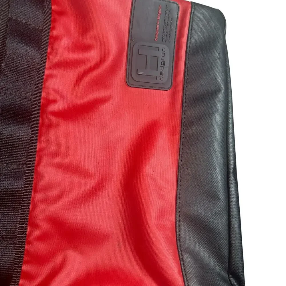Hedgren Red Black Nylon Backpack Travel School Bag Unisex